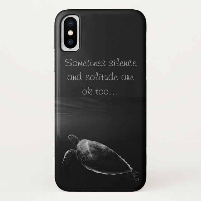 Coque iphone gris foncé tortue de natation, silenc (Dos)