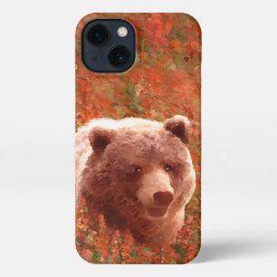 Etui iPhone 13 Grizzly Bear Cub dans Fireweed Peinture Art de la 