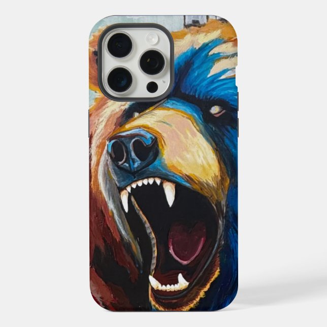 Coque iPhone Grizzly peint (Verso)