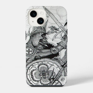 Coque Pour iPhone 14 GUERRIÈRES GOTHIQUES Imaginaire noir blanc