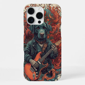 Coque iPhone 16 Pro Max Guitariste Labrador Cool Amoureux de Musique Rock