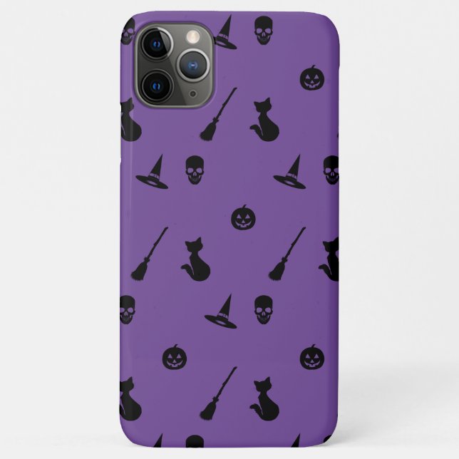 coque iphone Halloween Motif noir sur violet (Dos)