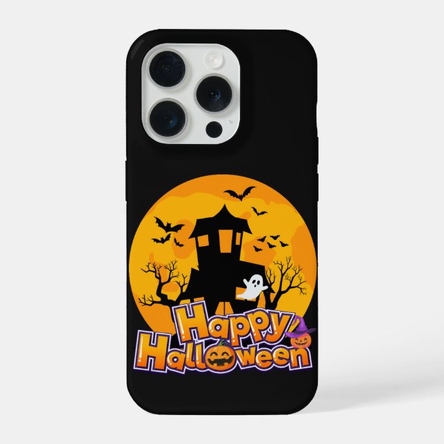 Coque iPhone Happy Halloween Haunted House Moon (Verso)