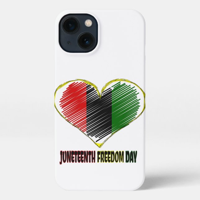 Coque iPhone happy juneteenth african flag heart (Verso)