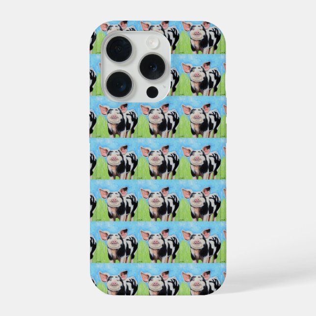 Coque iPhone Happy Little Pig Painting (Verso)