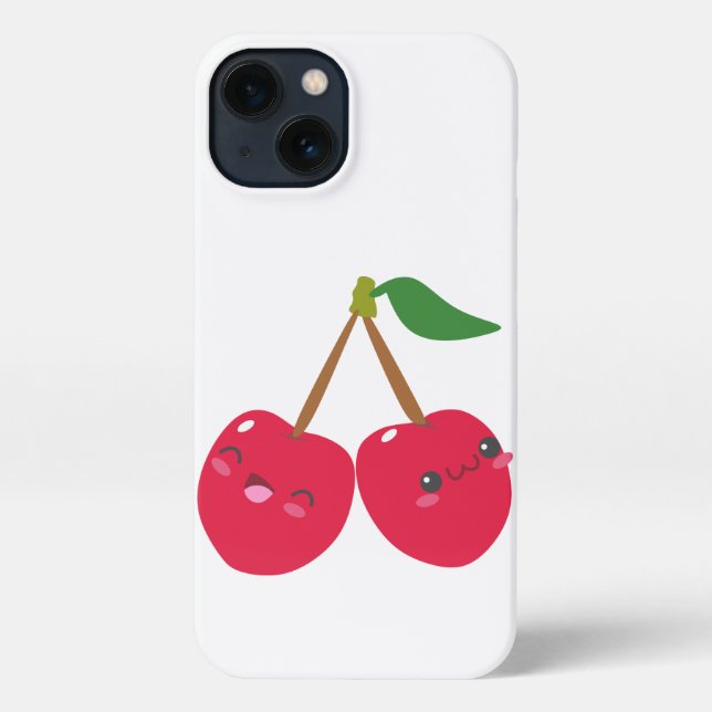 Coque iPhone Happy Smiling Kawaii Cherry Fruit (Verso)