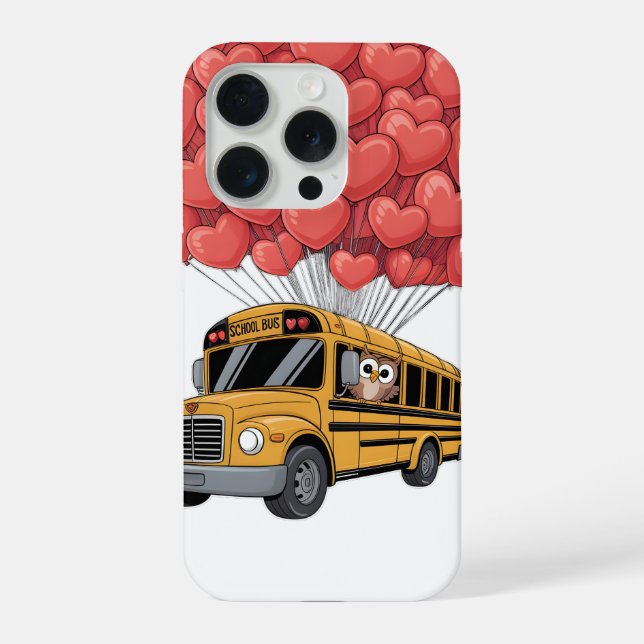 Coque iPhone Happy Valentine's Day Bus with Owl (Verso)