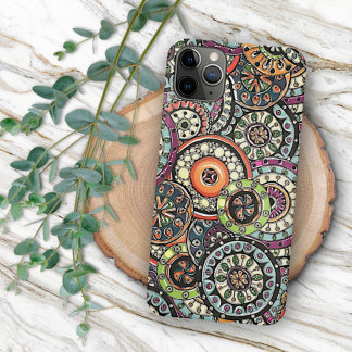 Hip Retro Chic Funky Floral Circles Art Motif