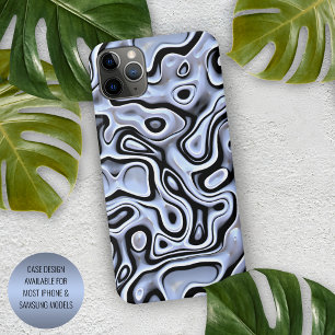 Etui iPhone 13 Pro Max Hip Violet bleu gris noir 3D Motif d'art liquide