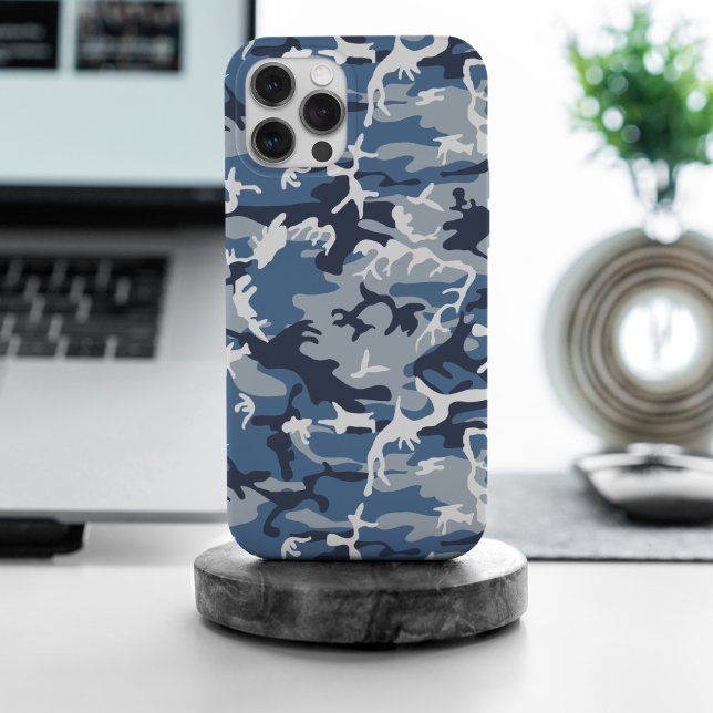 Coque iPhone Hiver Camouflage bleu neige, Militaire, Armée (Créateur téléchargé)
