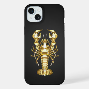 Homard polygonal doré écrevisse sur fond noir