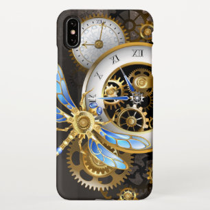 Coque iPhone XS Max Horloge à vapeur avec libellule mécanique