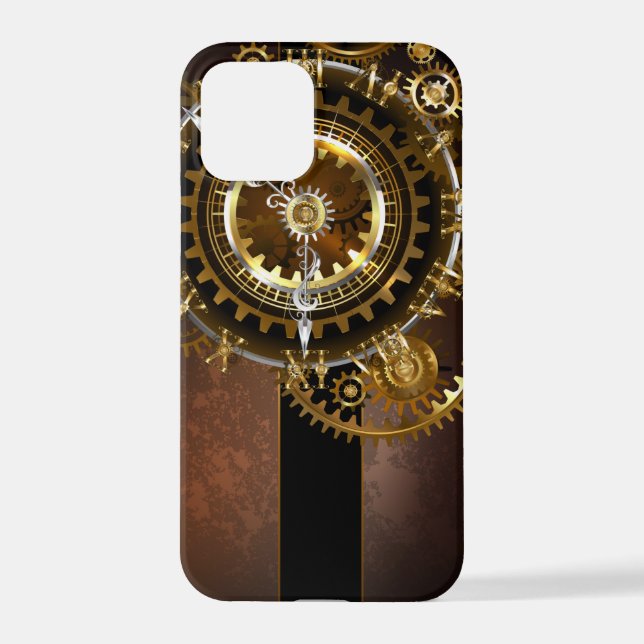 Coque iPhone Horloge Steampunk avec des engrenages anciens (Verso)