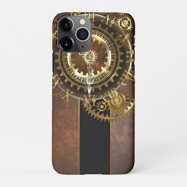 Coque iPhone Horloge Steampunk avec des engrenages anciens (Dos)