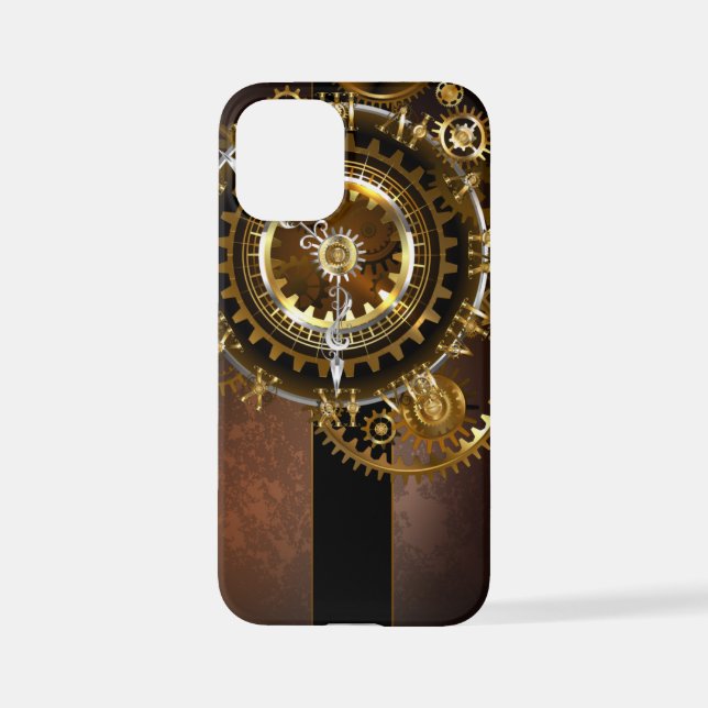 Coque iPhone Horloge Steampunk avec des engrenages anciens (Verso)