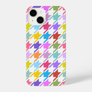 Coque Pour iPhone 14 Houndstooth Multicolor+White Big Motif