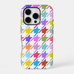 Coque iPhone 16 Pro Houndstooth Multicolor+White Big Motif