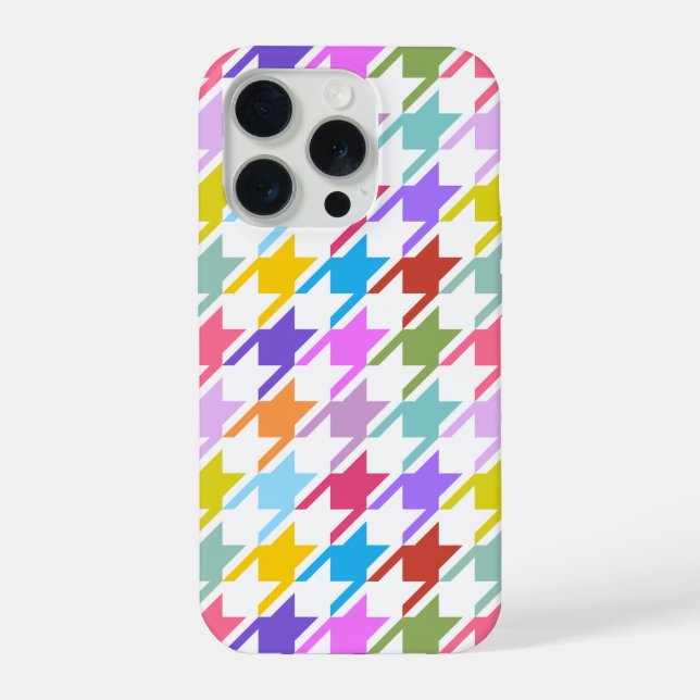 Coque iPhone Houndstooth Multicolor+White Big Motif (Verso)