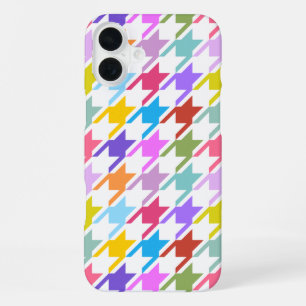 Coque iPhone 16 Plus Houndstooth Multicolor+White Big Motif