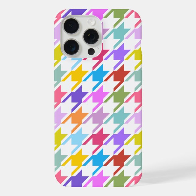 Coque iPhone Houndstooth Multicolor+White Big Motif (Verso)