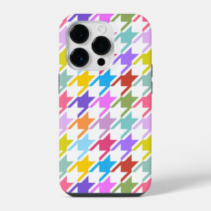 Coque Pour iPhone 14 Plus Houndstooth Multicolor+White Big Motif