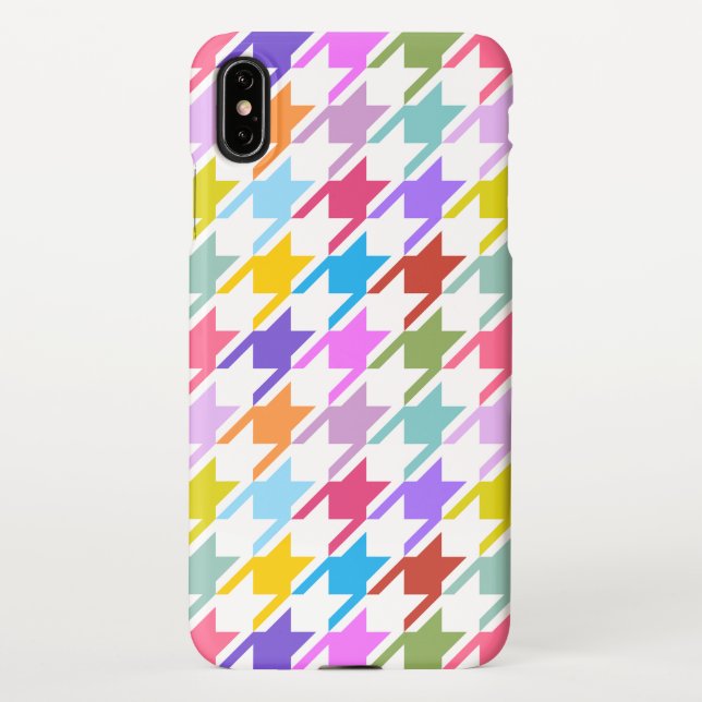 Coque iPhone Houndstooth Multicolor+White Big Motif (Dos)