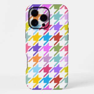 Coque iPhone 16 Pro Max Houndstooth Multicolor+White Big Motif