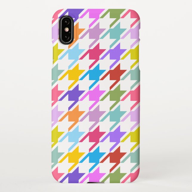 Coque iPhone Houndstooth Multicolor+White Big Motif (Dos)