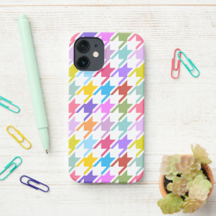 Coque iPhone 12 Mini Houndstooth Multicolor+White Big Motif