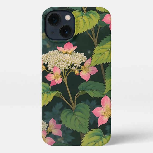 Coque iPhone "Hydrangea Bloom iPhone 13 Coque - Japonais Retro  (Verso)