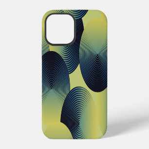 Coque iPhone 12 Illusion d'optique, cercles linéaires, motif sans