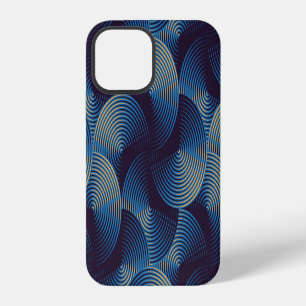Coque iPhone 12 Illusion optique de cercles métalliques, motif tra
