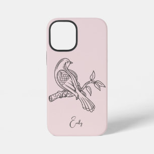 Coque iPhone 12 Mini Illustration d'art Abstrait en ligne simple, Boho 