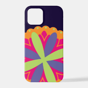 Coque iPhone 12 Pro Illustration de formes florales orange