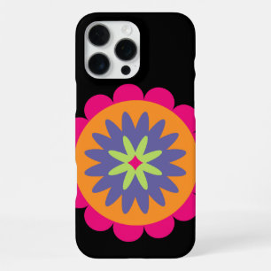 Coque iPhone 16 Pro Max illustration de formes florales orange et rose