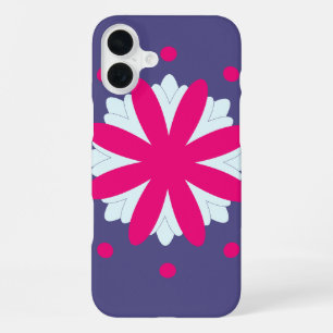 Coque iPhone 16 Plus Illustration de formes florales violettes et roses