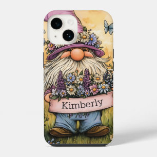 Coque Pour iPhone 14 Illustration de lutin de jardin avec bannière pers