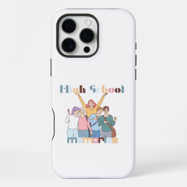 Coque iPhone Illustration des amis souvenirs du lycée (Verso)