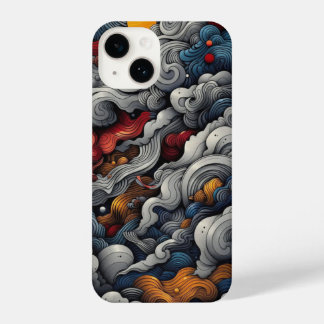 Coque Pour iPhone 14 Illustration détaillée des nuages tourbillonnants 