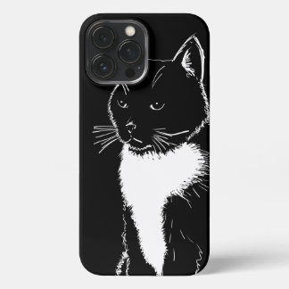 Etui iPhone 13 Pro Max Illustration en noir et blanc de Chat