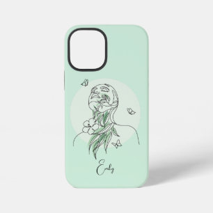 Coque iPhone 12 Mini Illustration féminine Abstraite Simple Line Art