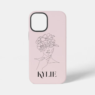 Coque iPhone 12 Mini Illustration féminine Abstraite Simple Line Art