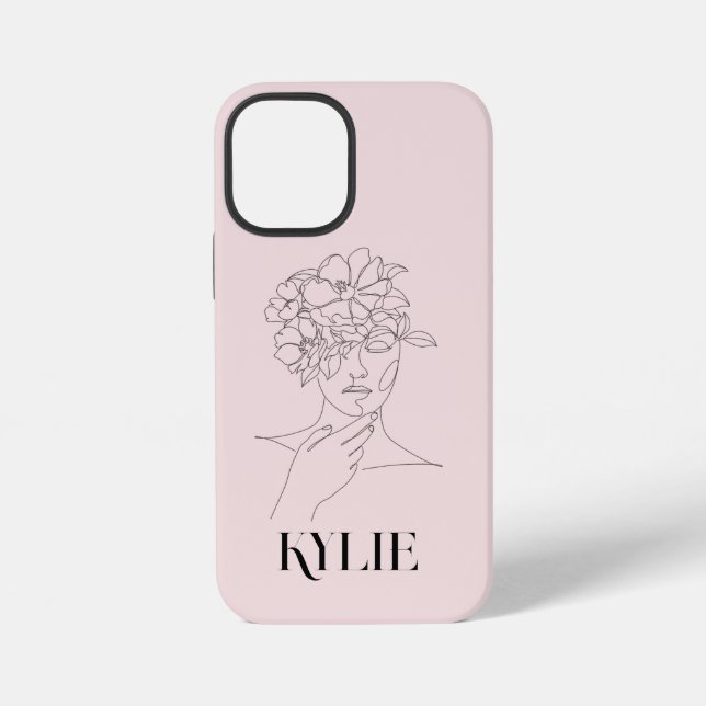 Coque iPhone Illustration féminine Abstraite Simple Line Art (Verso)