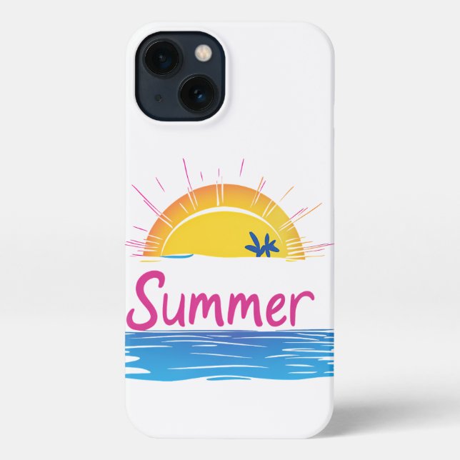 Coque iPhone Illustration Sunset Summer Beach (Verso)