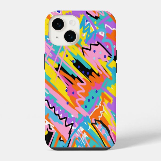 Coque iPhone Impression abstraite d'expression joyeuse (Verso)