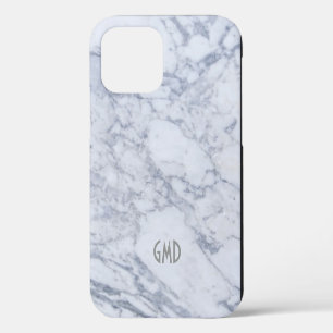 Coque iPhone 12 Impression de pierre en marbre gris et blanc