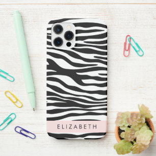 Coque iPhone 12 Pro Impression Zèbre, Grilles, Noir Et Blanc, Votre No