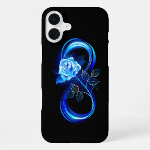 Coque iPhone 16 Plus Infini lumineux avec rose bleue