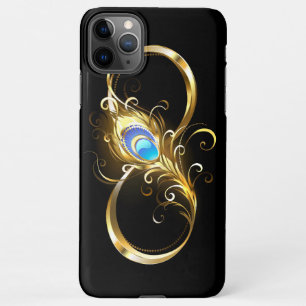 Coque iPhone 11Pro Max Infinité avec plume de paon doré