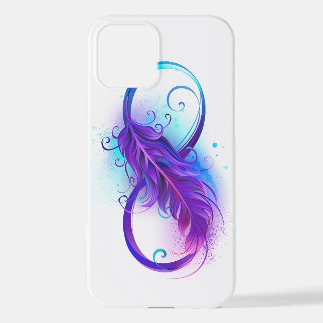 Coque iPhone Infinity with purple feather (Verso)